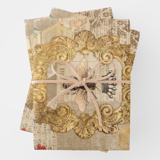 Elegant Bee  Ephemera Ontkoppeling Inpakpapier Vel (In situ)