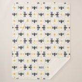 Elegant Bee Patroon Geel Modern Zwart Monogram Sherpa Deken (Voorkant)