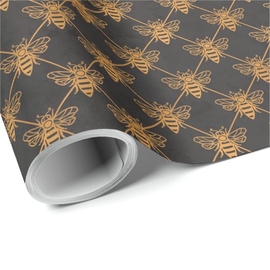 Elegant Bee pattern Cadeaupapier (Rol Hoek)