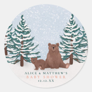 Elegant Beer Winter Baby shower Favoriet Ronde Sticker