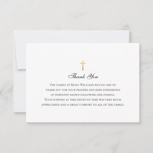 Elegant Begrafenis Religieus Herdenkingskruis Bedankkaart (Voorkant)