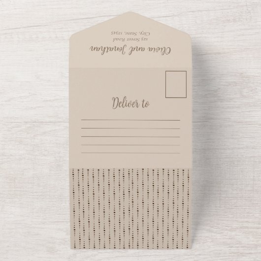 Elegant Beige  Alle in één bruiloft Uitnodiging (Buitenkant)