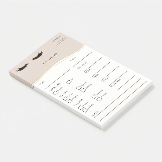 Elegant beige and gold Lash Client  Post-it® Notes (Schuin)