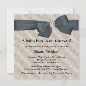 Elégant Beige Baby Shower Invitations (Dos)
