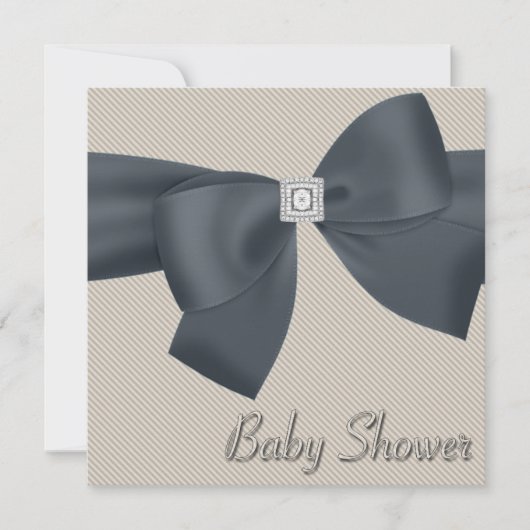 Elégant Beige Baby Shower Invitations (Devant)
