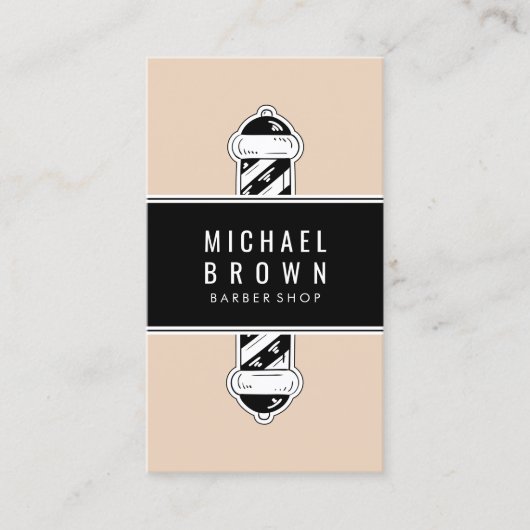 Elegant Beige  Barber shop Pole Visitekaartje (Voorkant)