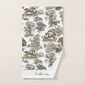 Elégant Beige Blanc Rustique Chevaux Nom de la toi (Serviette à main)