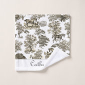 Elégant Beige Blanc Rustique Chevaux Nom de la toi (Gant de toilette)