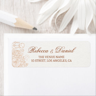 Elegant Beige Bloem Retouradreslabel Minimaal Etiket