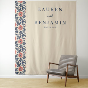 Elegant Beige Bloemmotief Wandkleed