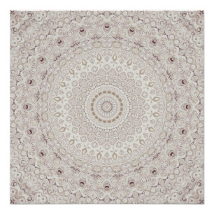 Elegant Beige Boho Medallion Design Perfect Poster