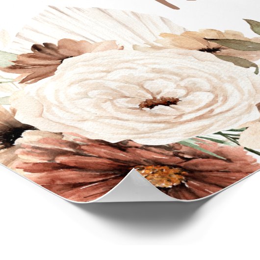 Elegant Beige Boho Pampas Grass Guest Book Sign Poster (Hoek)