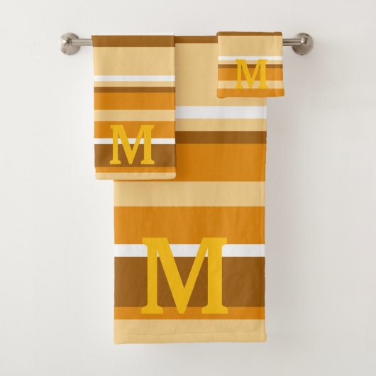Elegant beige brown &white stripes monogram (En situation)
