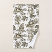 Elegant Beige Bruin Rustiek Paarden Tegel Bad Handdoek (Handdoek)