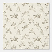 Elegant  Beige Bruin Toile Paardrijden Behang (Voorkant)