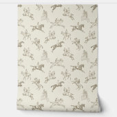 Elegant  Beige Bruin Toile Paardrijden Behang (Afrollen)