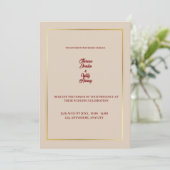 Elegant Beige & Burgundy Floral Wedding Invitation (Debout devant)