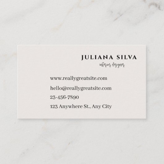 Elegant Beige Business Card Visitekaartje (Achterkant)