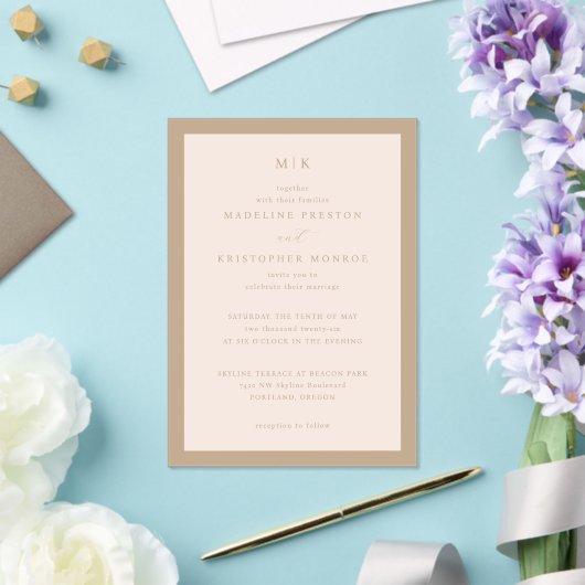 Elegant Beige Calligraphy Invitation (Insitu (Mariage))