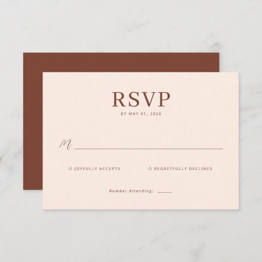Elegant Beige Calligraphy RSVP (Devant / Derrière)