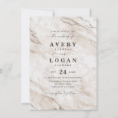 Elegant Beige Champagne Marble & Glitter Wedding Kaart (Voorkant)