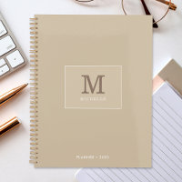 Élégant Beige Classé Nom personnalisé Monogramme