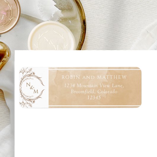 Elegant Beige Cream Waterverf Monogram Wedding La Etiket