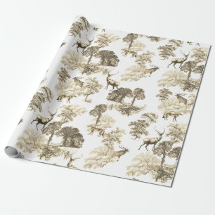 Elegant  Beige Deer Fox Country Toile Cadeaupapier