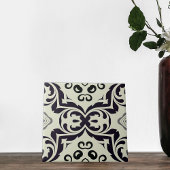 Elegant  Beige en Black Damask Pattern Tegeltje