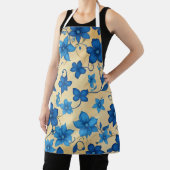 Elegant Beige en Blue Floral Schort voor Keuken (Insitu)