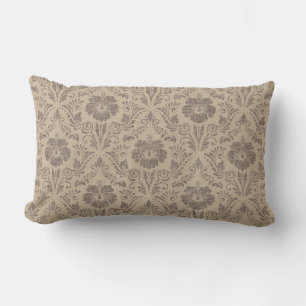 Elegant beige en bruin bloemendamaskerpatroon kussen