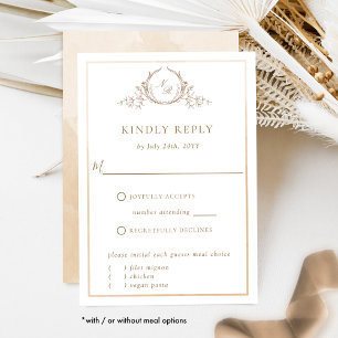Elegant beige en crème monogram en Waterverf RSVP Kaartje
