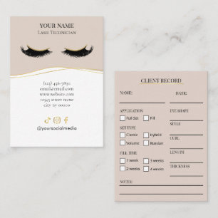 Elegant Beige en gouden wimpers klantregistratiefo Visitekaartje