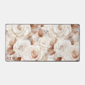 Elegant Beige en Roest Rozen Monogram Bureaumat (Voorkant)
