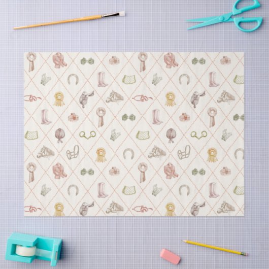 Elegant Beige Equestrian Diamond Pattern Tissuepapier (Craft)