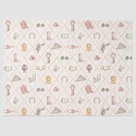 Elegant Beige Equestrian Diamond Pattern Tissuepapier (Voorkant)