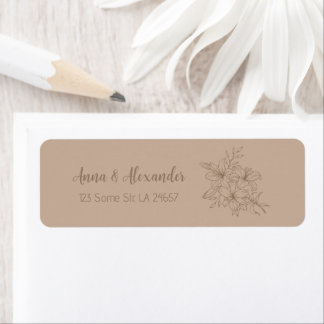 Elegant Beige Floral Wedding Etiket