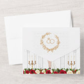 Elegant Beige Floral Wedding Invitation All In One Uitnodiging (Achterkant)