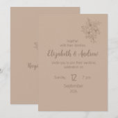 Elegant Beige Floral Wedding Invitation (style 2) (Devant / Derrière)