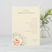 Elegant Beige Floral Wedding Programma (Staand voorkant)