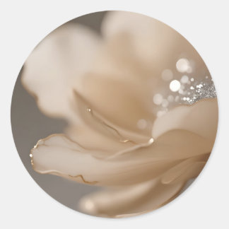 Elegant Beige Flower Close Up Ronde Sticker