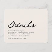 Elégant Beige Forme Mariage Détails Carte (Devant)