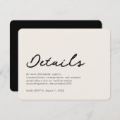 Elegant Beige Formele bruiloft Details Kaart (Voorkant / Achterkant)