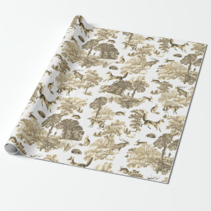 Elegant Beige Fox Konijn Country Toile Cadeaupapier