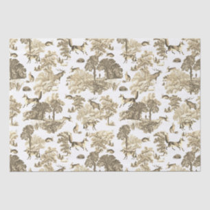 Elegant  Beige Fox Konijn Country Toile Tissuepapier