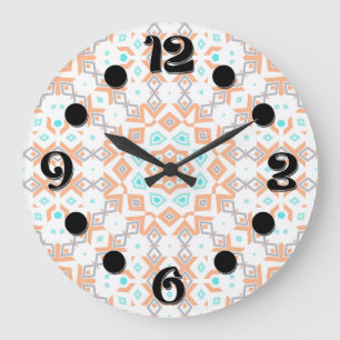 Elegant beige geometrisch retro patroon grote klok