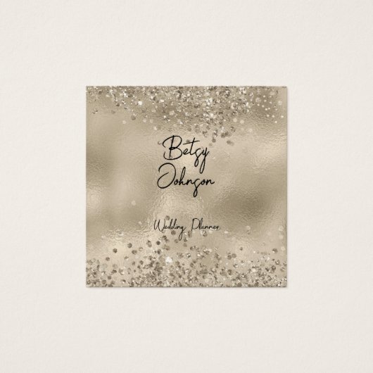 Elegant Beige Glitter en Folie Visitekaartje (Voorkant)