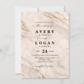Elegant Beige & Gold Marble & Glitter Wedding Kaart (Voorkant)