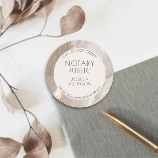 Elegant Beige Gold Waterverf QR Notaris Publiek Ronde Sticker