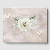 Elegant Beige Gold White Rose Hearts Roos Bloemen Gastenboek (Achterkant)